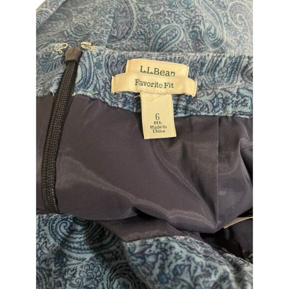 L.L. Bean Velvet Paisley Favorite Fit Pencil Skirt Blue Size 6 Style 291601 - Picture 4 of 5